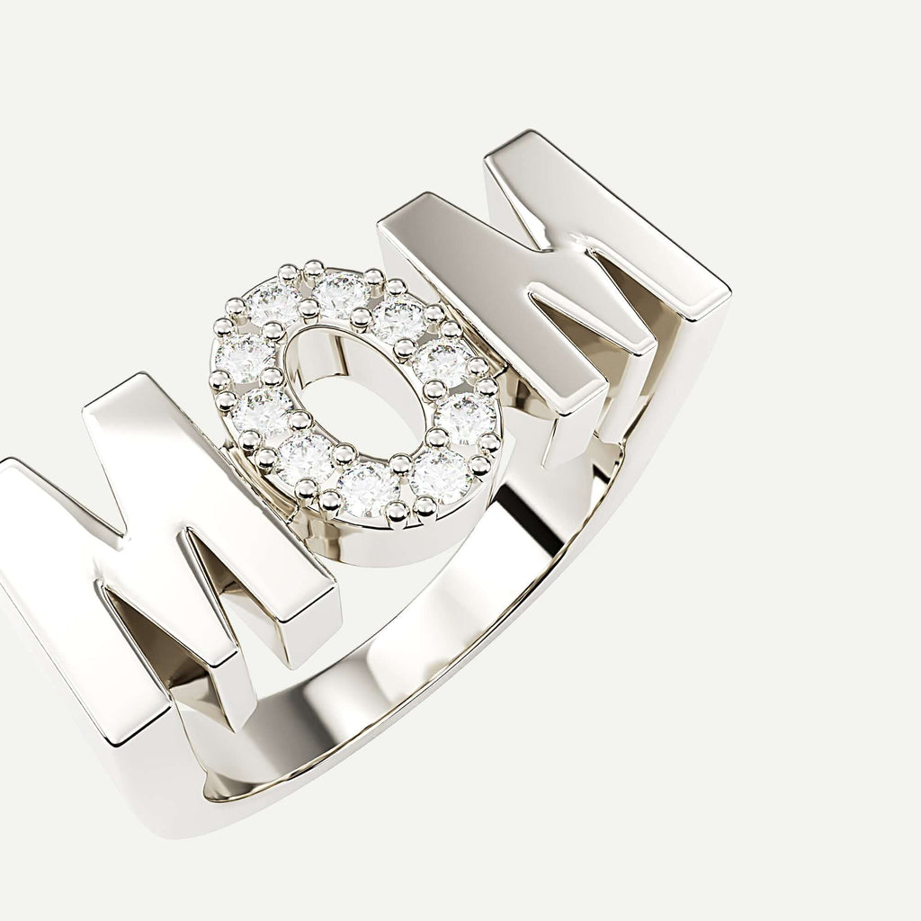 Mom ring i 14K hvidguld med diamanter
