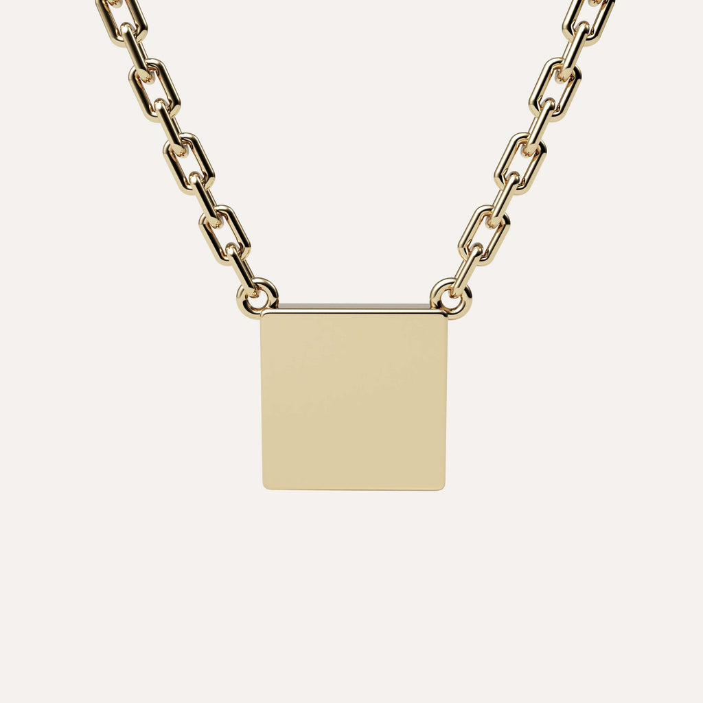 halskæde med princess cut diamant i 14k guld