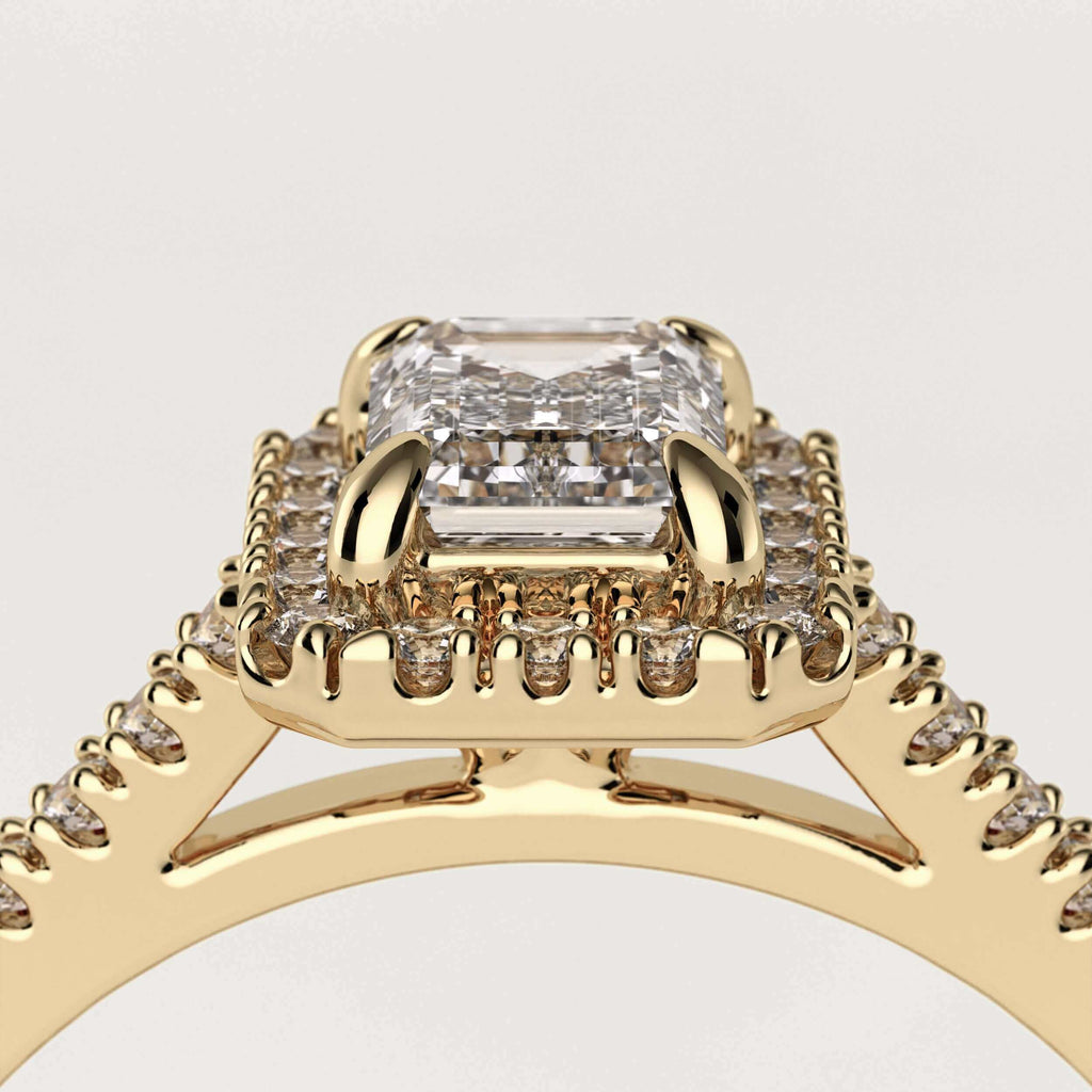 Forlovelsesring med emerald cut diamant i 18 karat guld med GIA certifikat