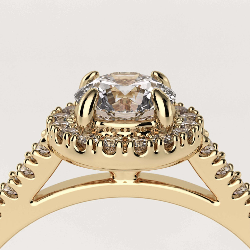 Halo diamantring i 18 karat guld fra Jonatan dror med GIA certifikat