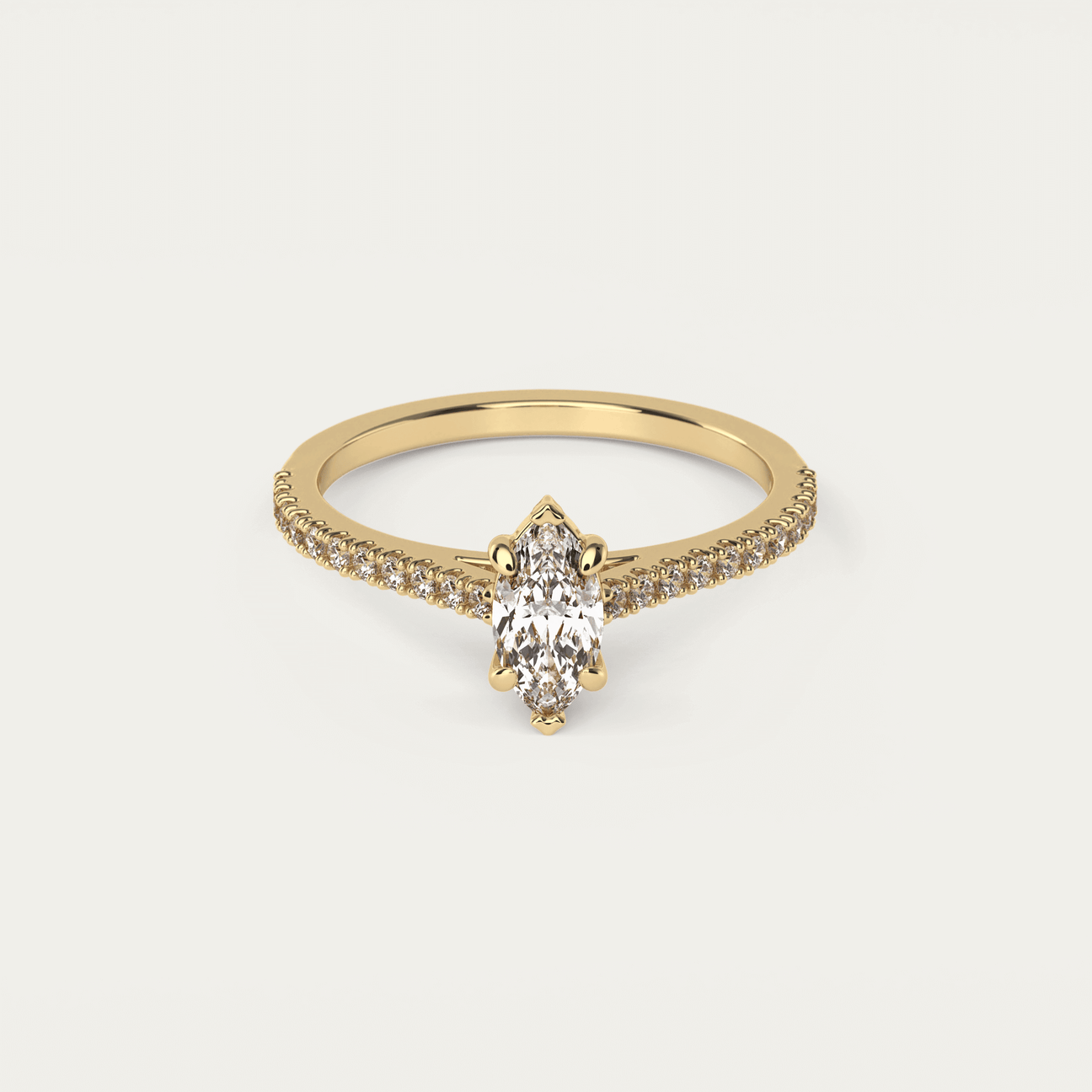 Ring med marquise diamant i 18 karat guld og GIA certifikat