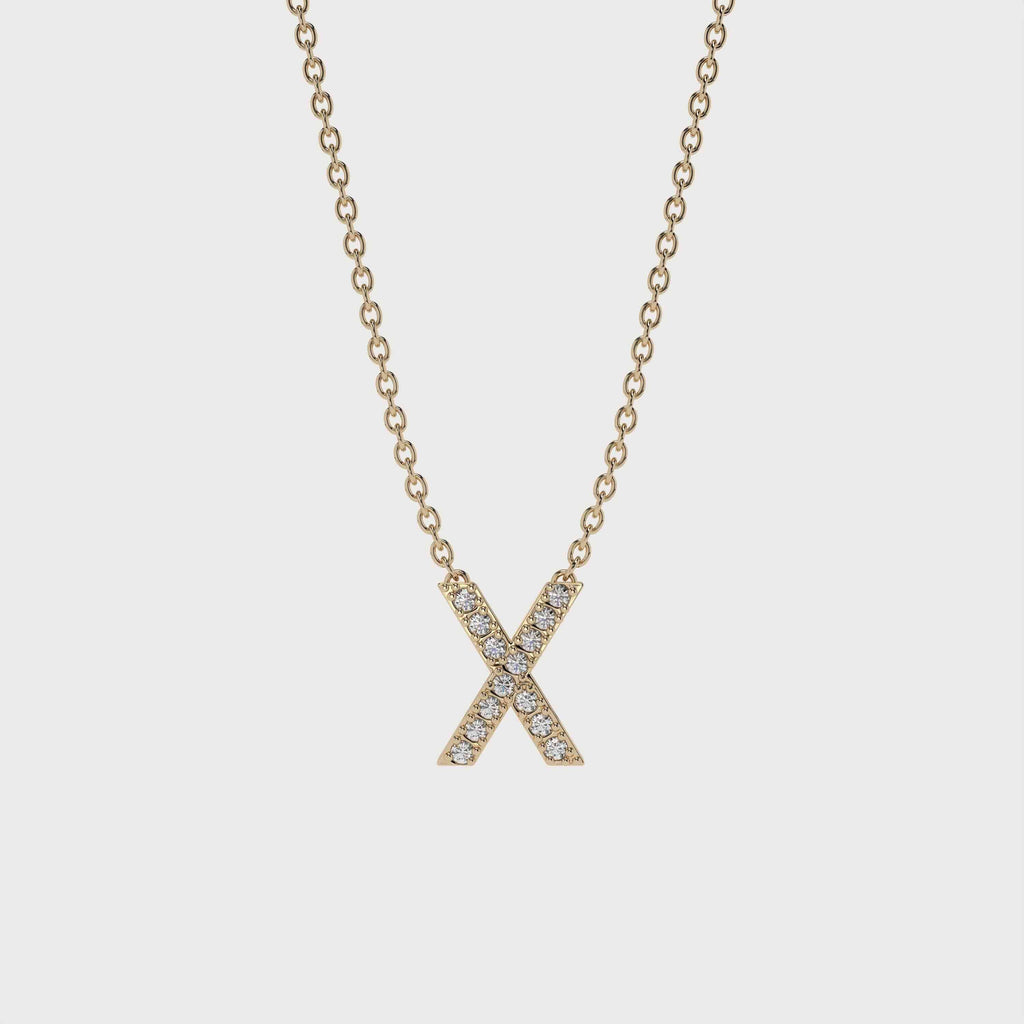 X Halskæde med bogstav og diamanter i 14 karat guld fra Jonatan Dror