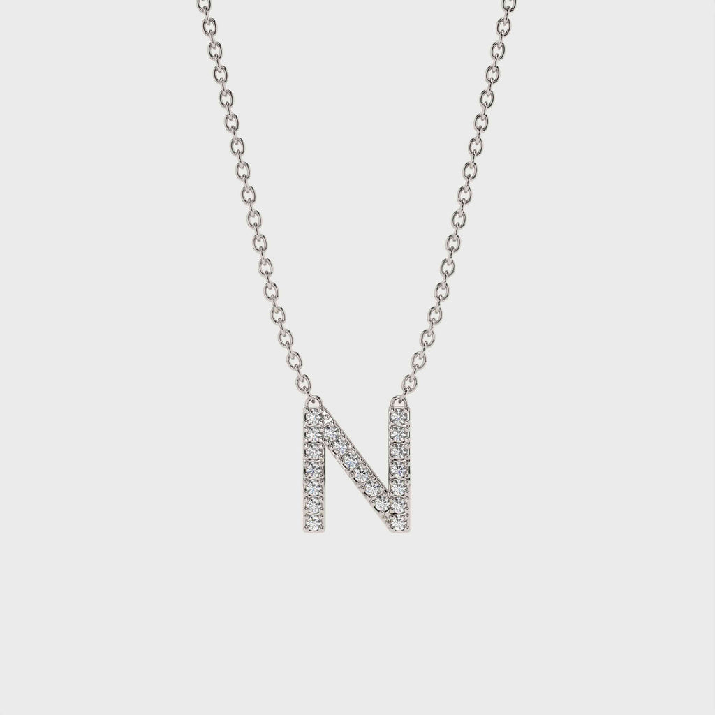 N Halskæde med bogstav og diamanter i 14 karat hvidguld fra Jonatan Dror