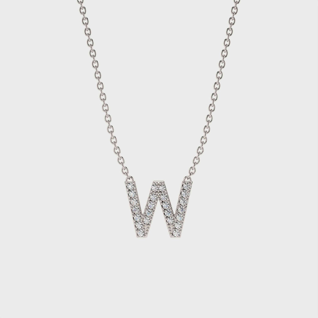 W Halskæde med bogstav og diamanter i 14 karat hvidguld fra Jonatan Dror