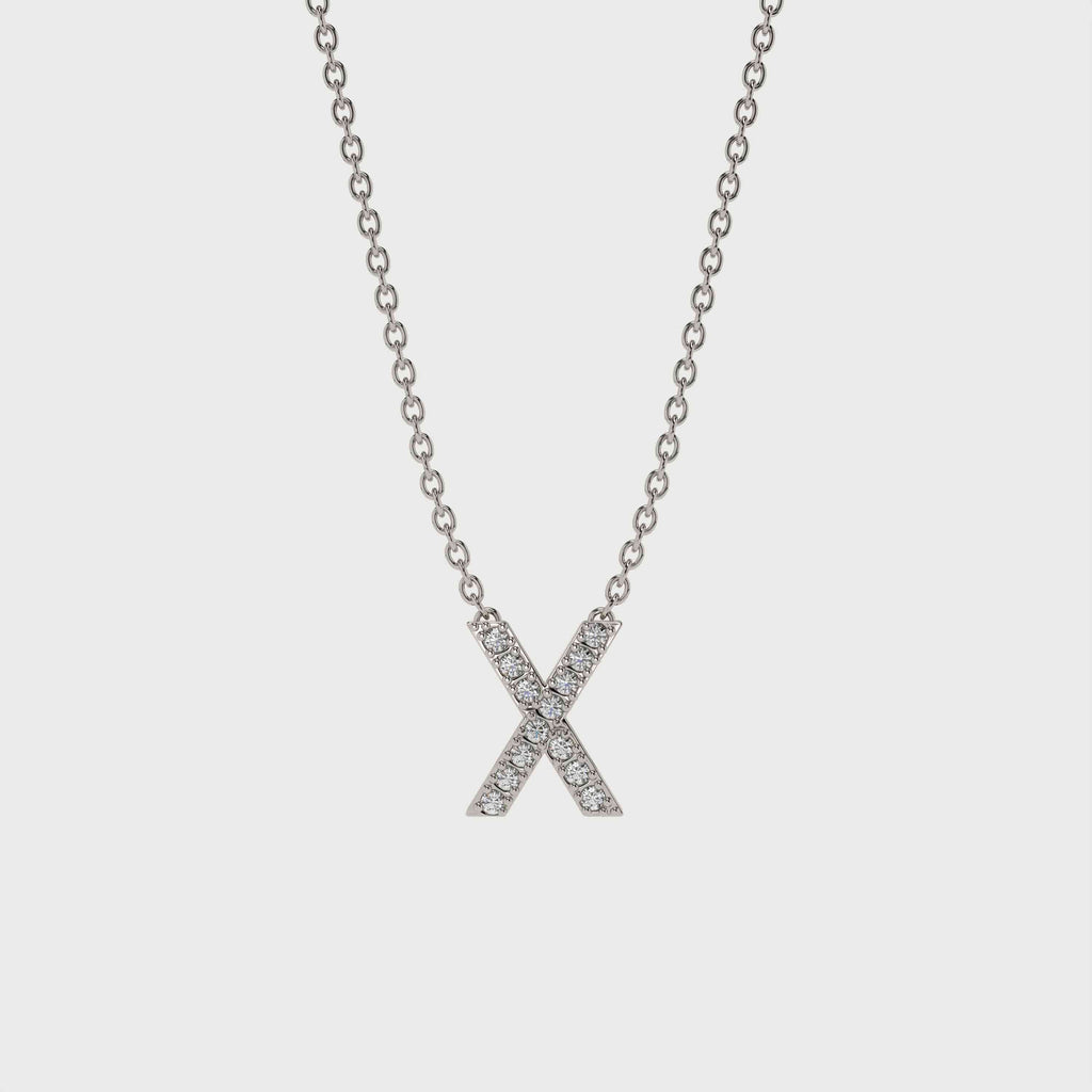 X Halskæde med bogstav og diamanter i 14 karat hvidguld fra Jonatan Dror