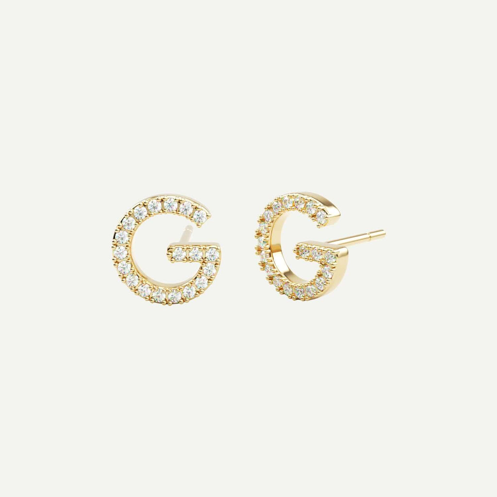 G Bogstav ørering med diamanter i 14 karat guld fra Jonatan Dror