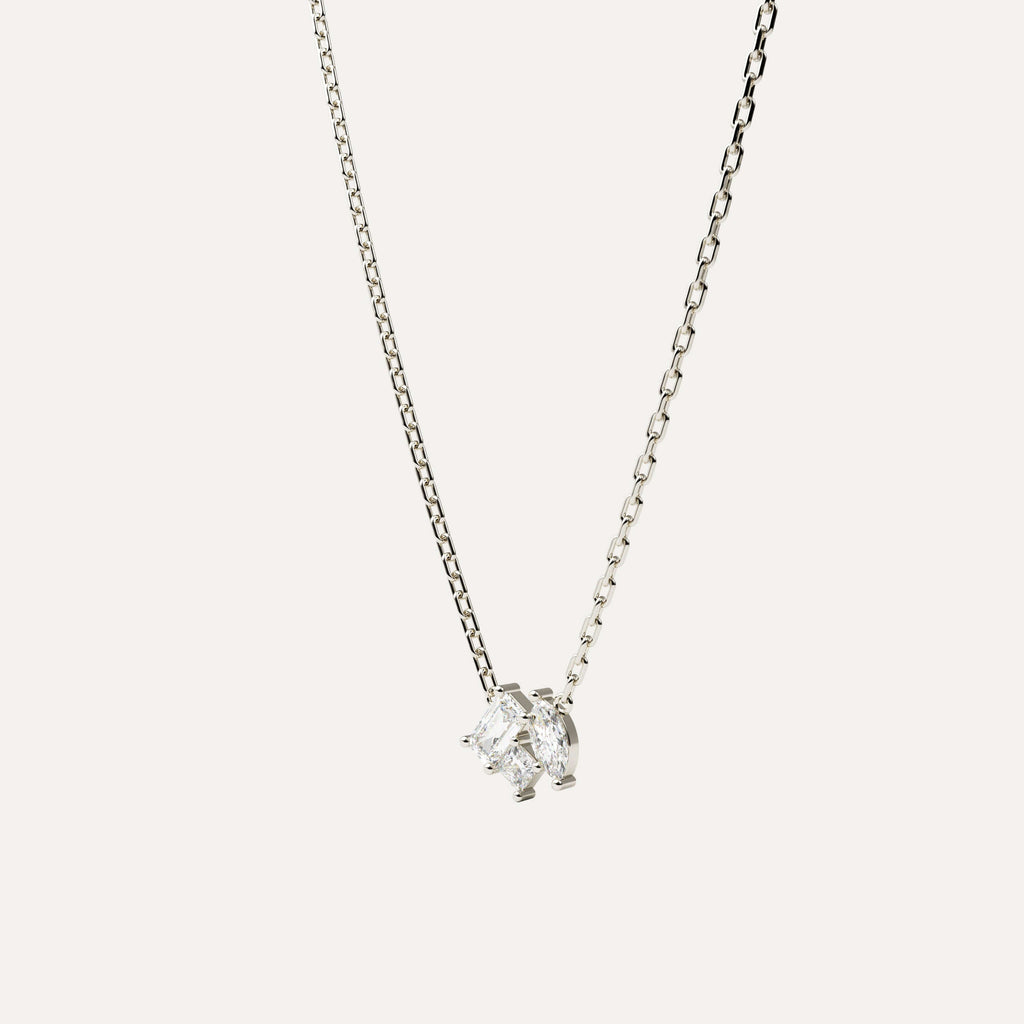 Halskæde med fancy shaped diamanter i 14 karat hvidguld fra Jonatan Dror