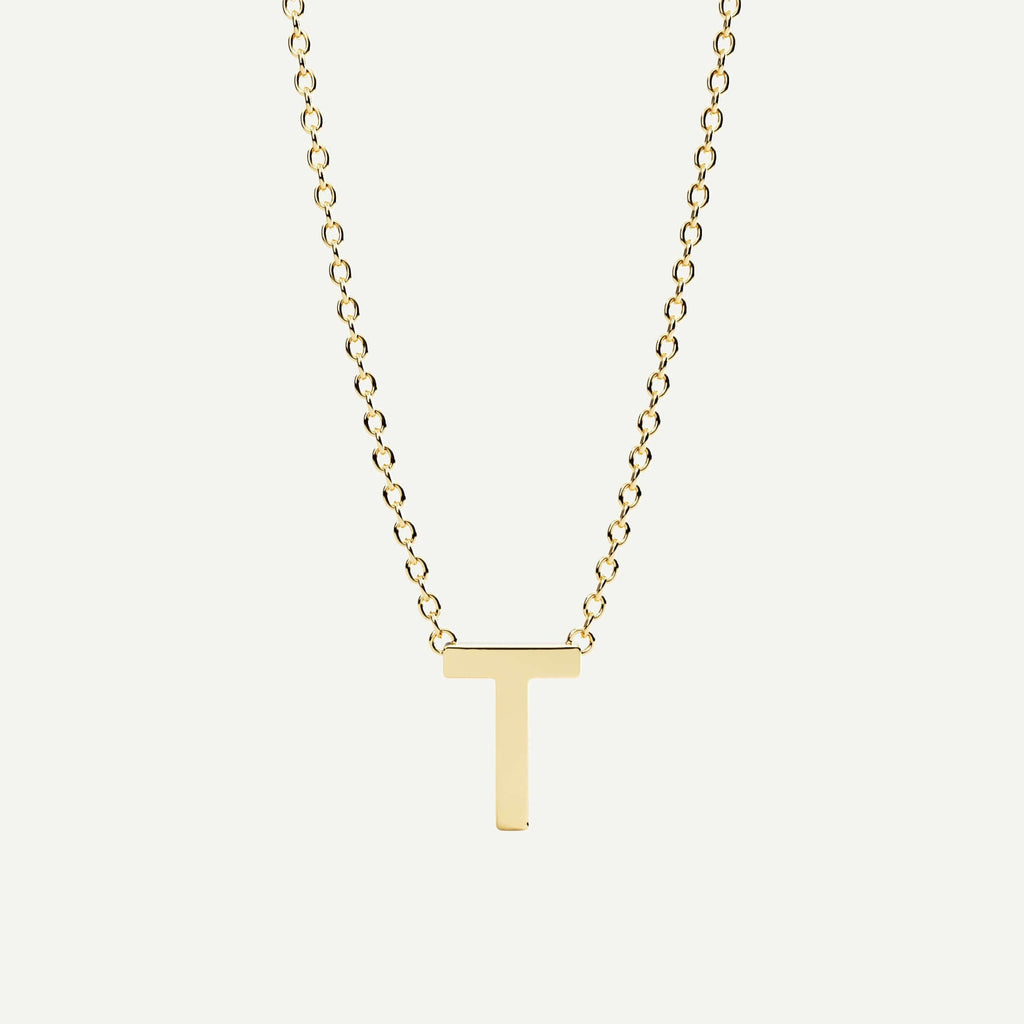 Halskæde med bogstav T i 14 karat guld fra Jonatan Dror