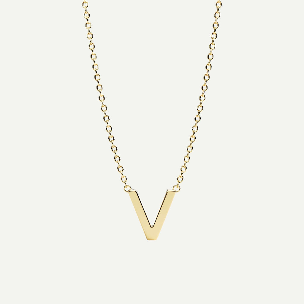 Halskæde med bogstav V i 14 karat guld fra Jonatan Dror