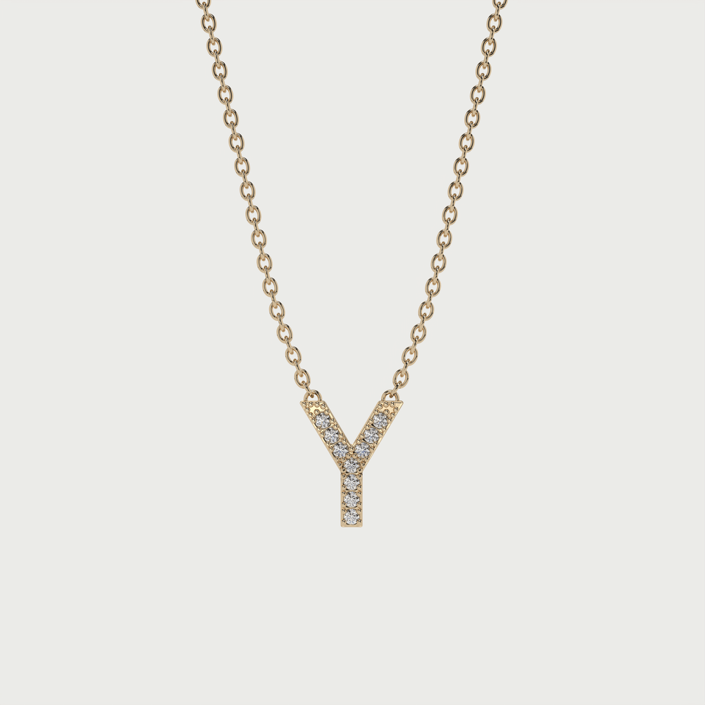 Y Halskæde med bogstav og diamanter i 14 karat guld fra Jonatan Dror