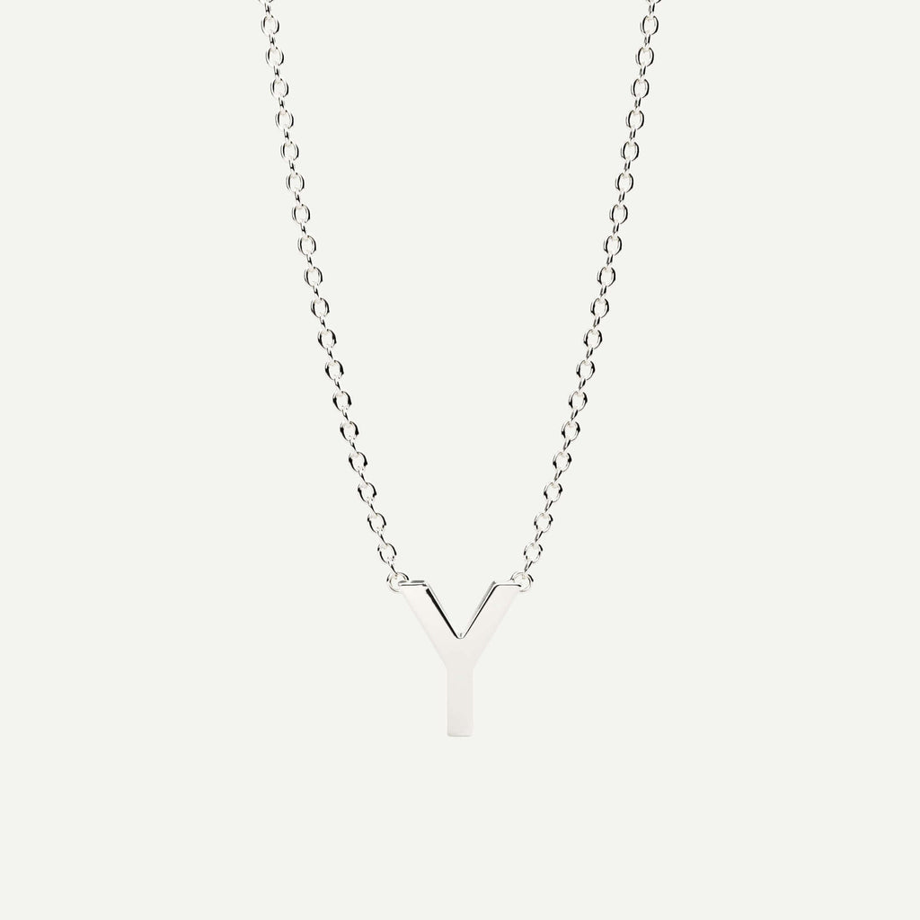 Halskæde med bogstav Y i 14 karat hvidguld fra Jonatan Dror