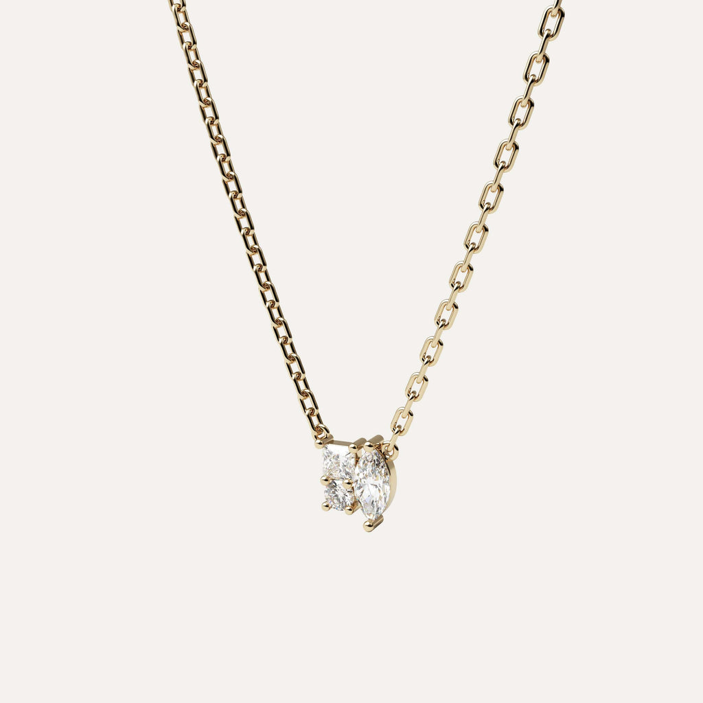 Et diamantsmykke fra jonatan dror som bådes fås i hvidguld rosaguld og 14k guld